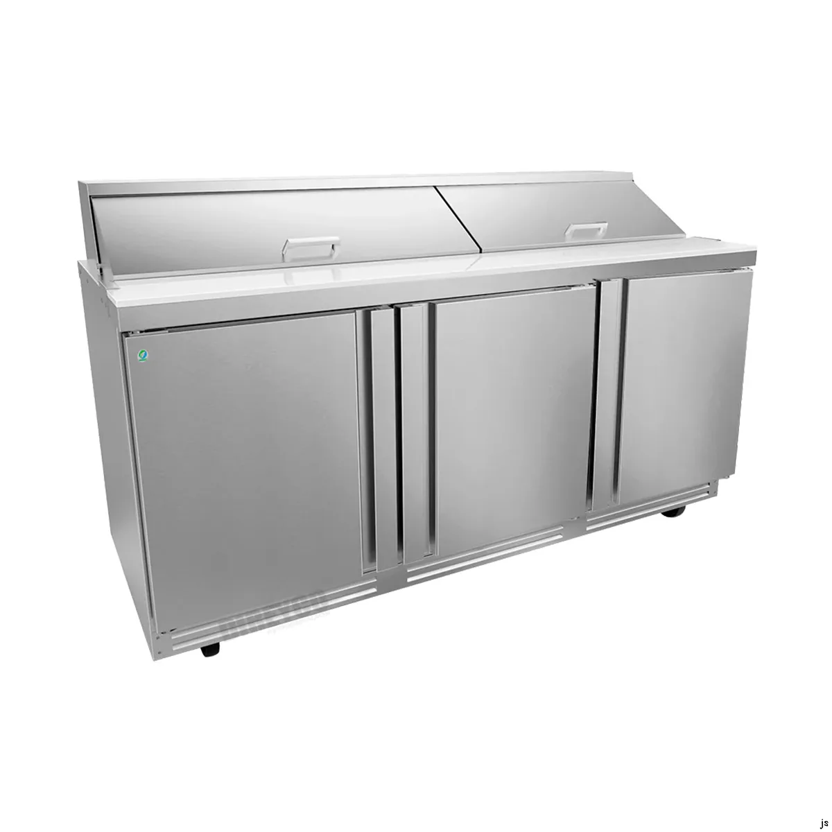 Asber APTM 72 30 P 72" 3-Door Mega Top Sandwich and Salad Prep Table, 30 Pans, Stainless Steel