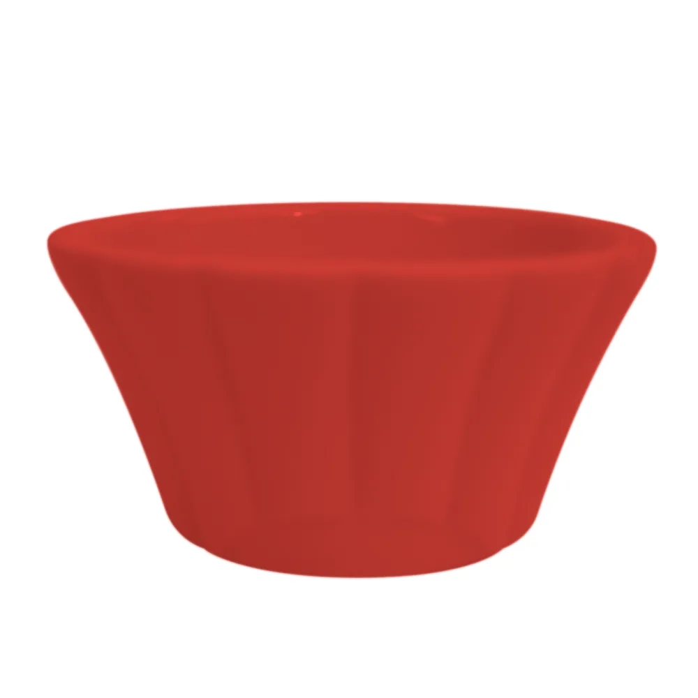 CAC China RMK-F3-R Ramekin 3" Dia x 1.5" H, 3 oz, Red Floral Stoneware, Dishwasher Safe - 1 Dozen