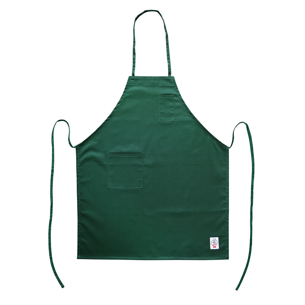 CAC China APBB-2GN Bib Apron, 26"W x 33"L, Green, Poly/Cotton, 2 Pockets