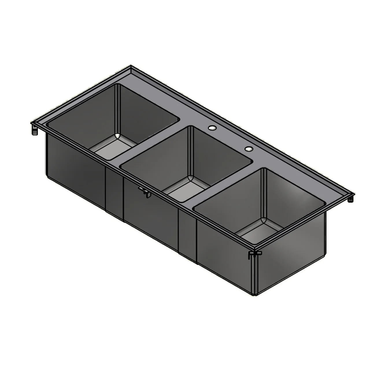 Winholt WS3T-DIS-ME-2016-12DP Three Compartment Sink, 16"D X 20"W X 12"H