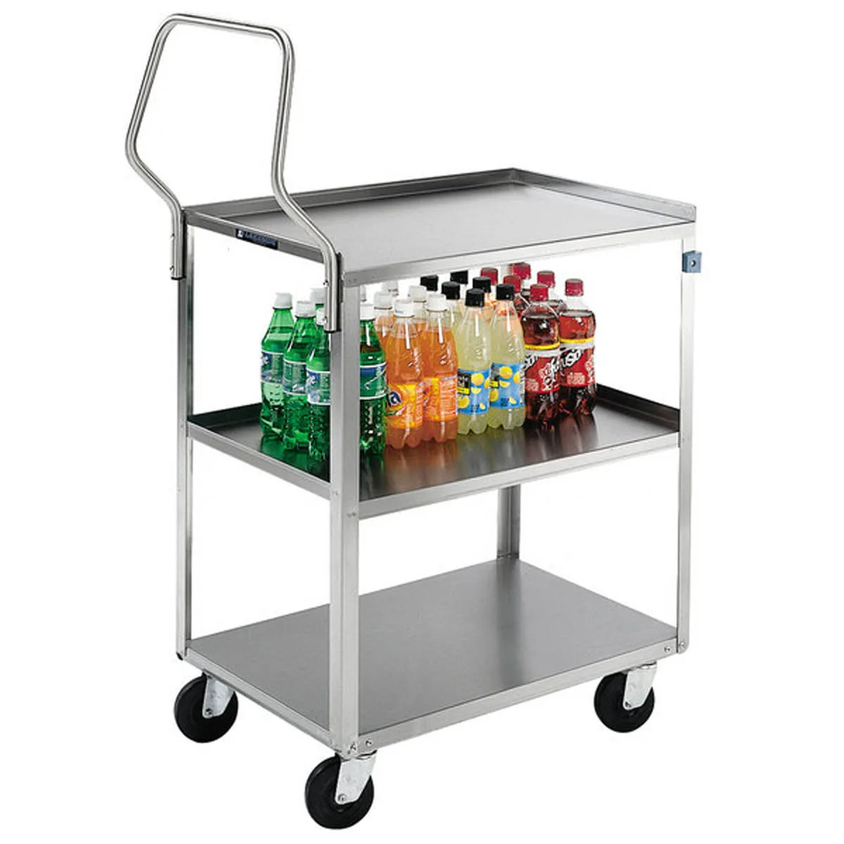 Lakeside 4311 Handler Stainless Steel 3 Shelf Light Duty Utility Cart w/ 15-1/2" x 24" Shelf Size