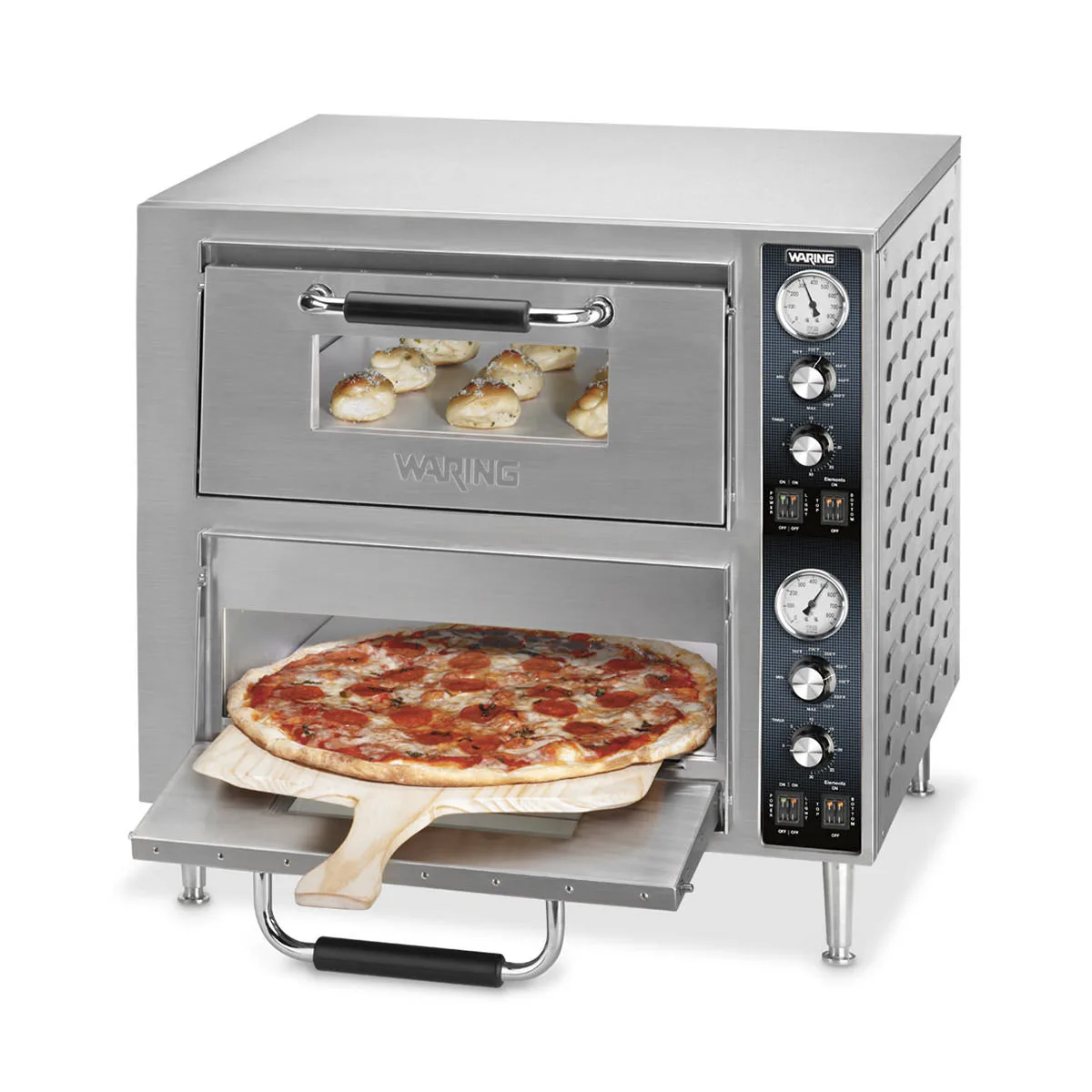 Waring WPO750 31" Electric Countertop Pizza Bake Oven w/ Double Deck, Thermostatic Controls