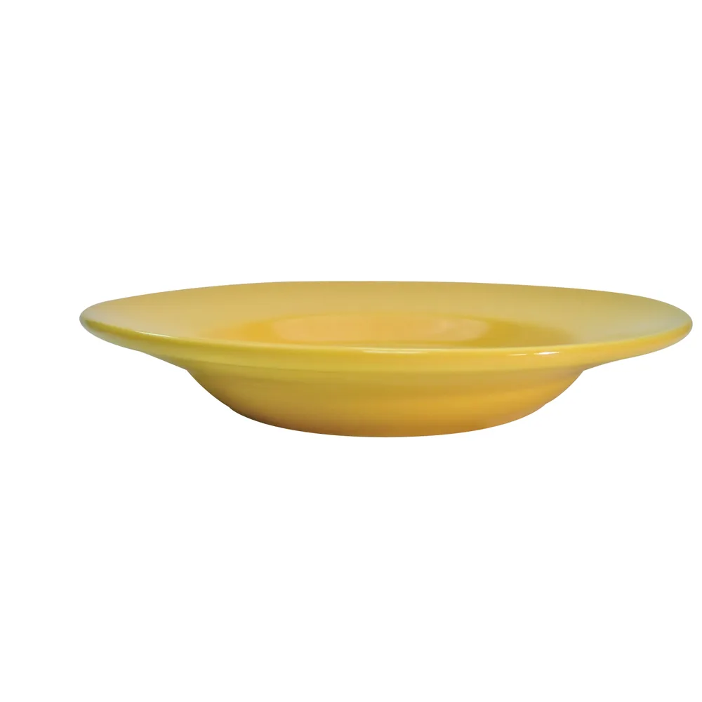 CACChina LV-3-Y Soup Bowl, 12 oz., 8-3/4" dia. 2" H, Yellow Stoneware, Dishwasher Safe - Dozen