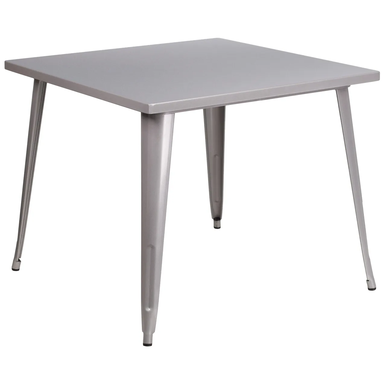 Flash Furniture CH-51050-29-SIL-GG 35 Square Dining Table, 29 Height, Silver, Metal, Powder Coat Finish