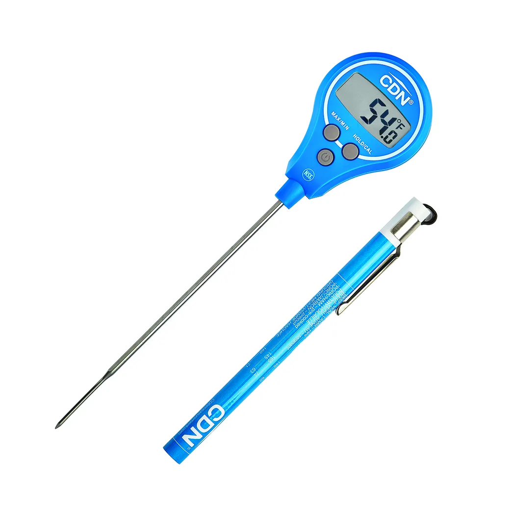 CDN DTL572-B Lollipop Thermometer, -40 to +572°F, 1.08"W x 0.52"H, IPX7 Waterproof, Stainless Steel, Blue