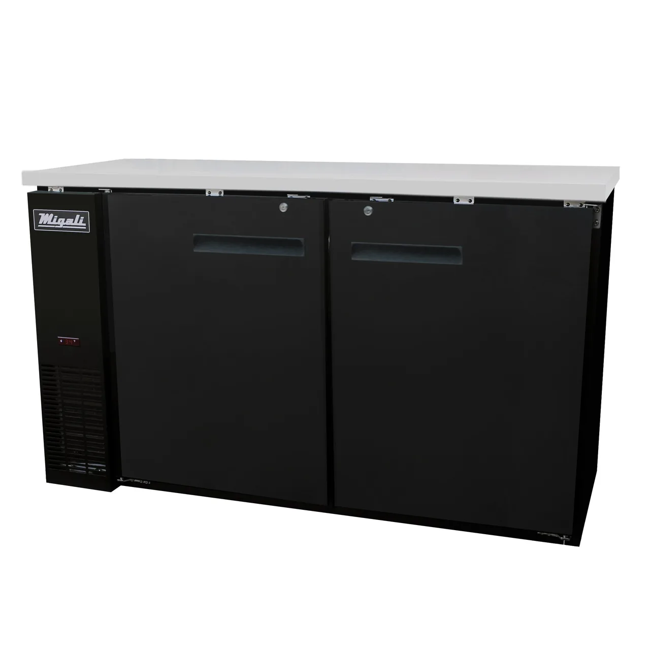 Migali C-BB60-HC 60" Two Section Back Bar Cooler with Solid Door, 15.8 cu. ft.