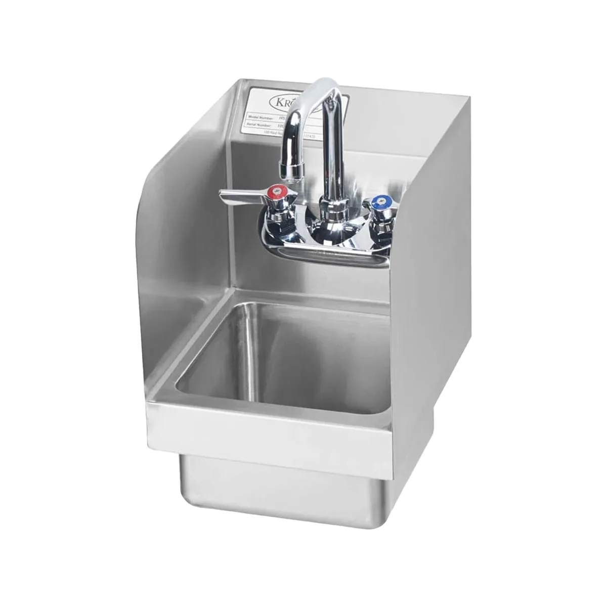 Krowne HS-19 9" Wall Mounted Hand Sink with Faucet - 20 gauge / 3 Splashes