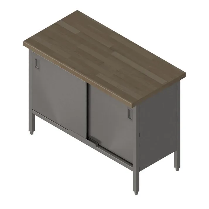 John Boos EBSW7-3072 Work Table, Cabinet Base with Sliding Doors