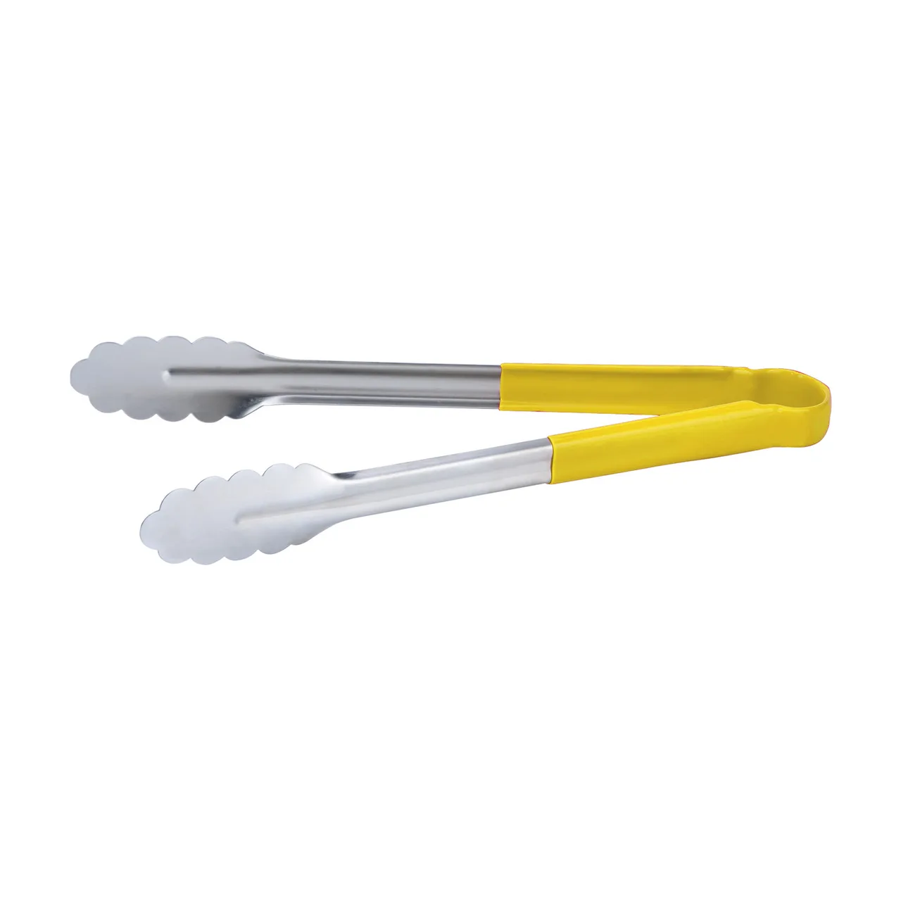 CAC China STCH-12YL Utility Tongs, 12" Heavy-Duty Stainless Steel, Yellow Handle