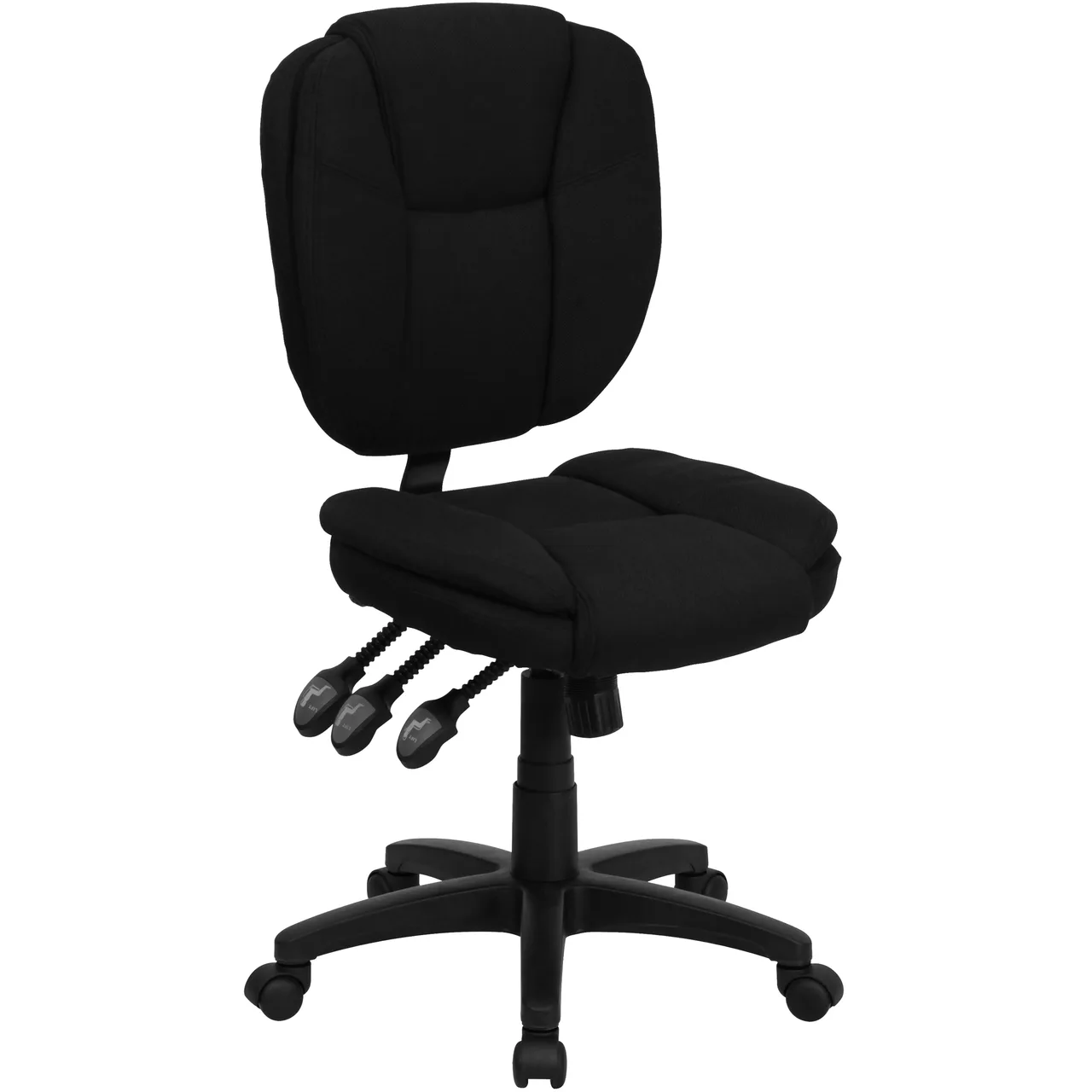 Flash Furniture GO-930F-BK-GG Chair, 35-41" Height, 250 lb, Fabric, with Casters, Armless, Paddle Controls
