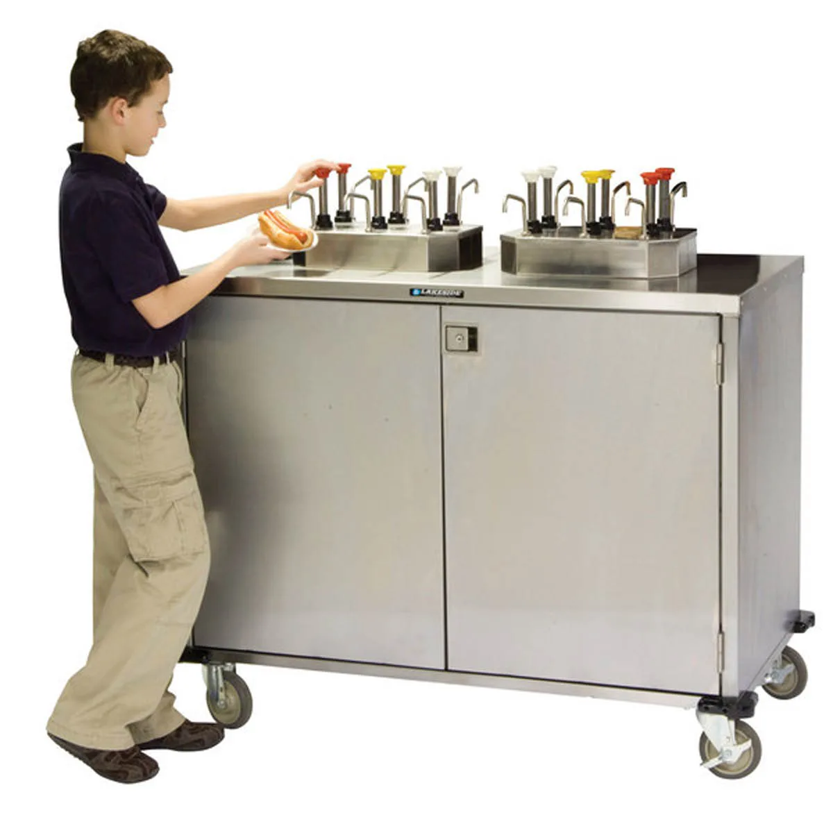 Lakeside 70200 EZ Serve Mobile Condiment Cart w/ 8 Tower Pumps, 4 Product Dispensers