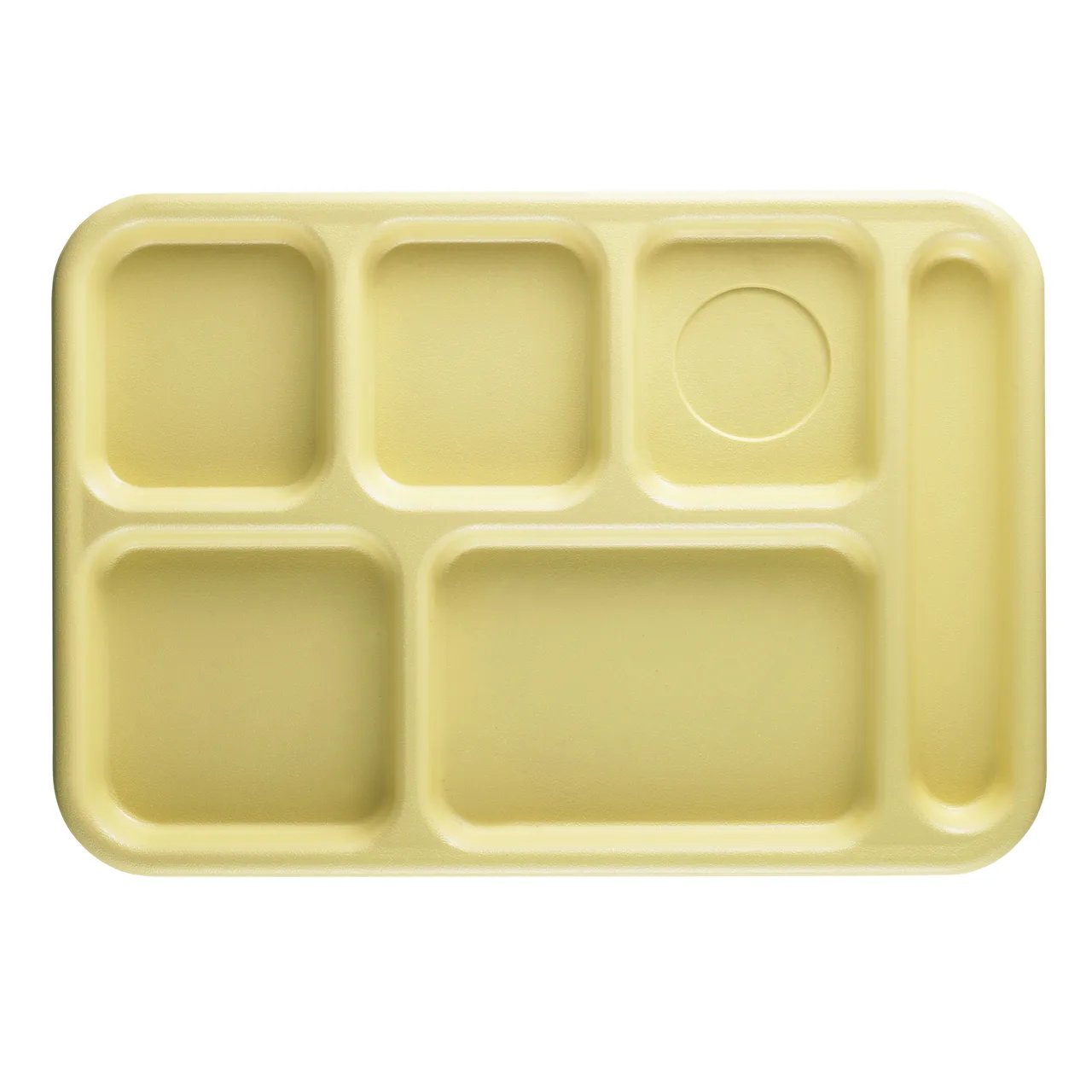 Cambro 10146CW145 School Tray – 6‑Compartment, 10" x 14½" Polycarbonate, Yellow, Dishwasher Safe