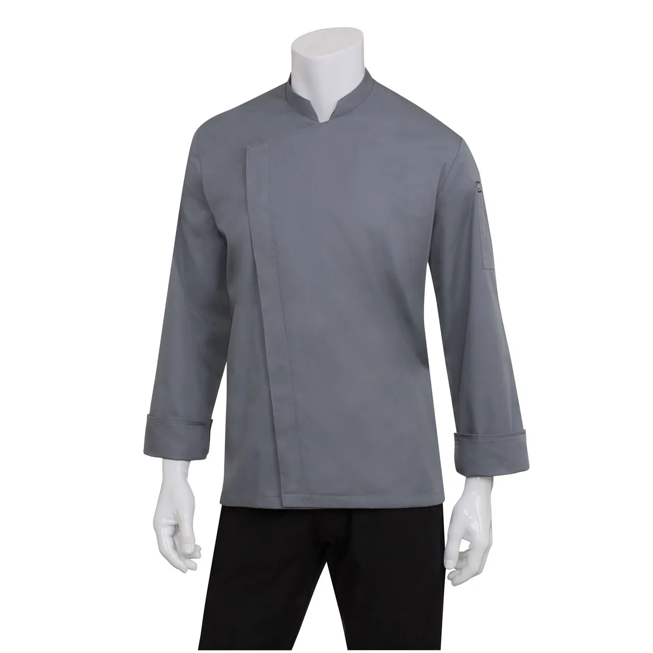 Chef Works BCMC010-GRY-M Men's Lansing Chef Coat, Medium, Gray, Cotton/Poly Twill - 1/Box