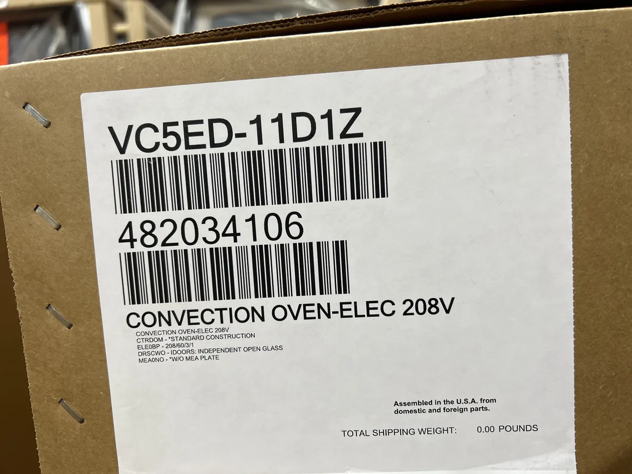 Vulcan VC5ED Single Deck Full Size Electric Convection Oven with Solid State Controls - Open box
