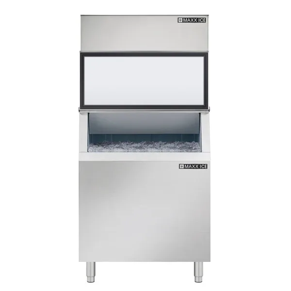 Maxx Ice MIM1000-B580 Cube Ice Maker, 30" Wide, 1000 Lb/Day, 580 Lb Steel Bin, R404a, ETL-cULus