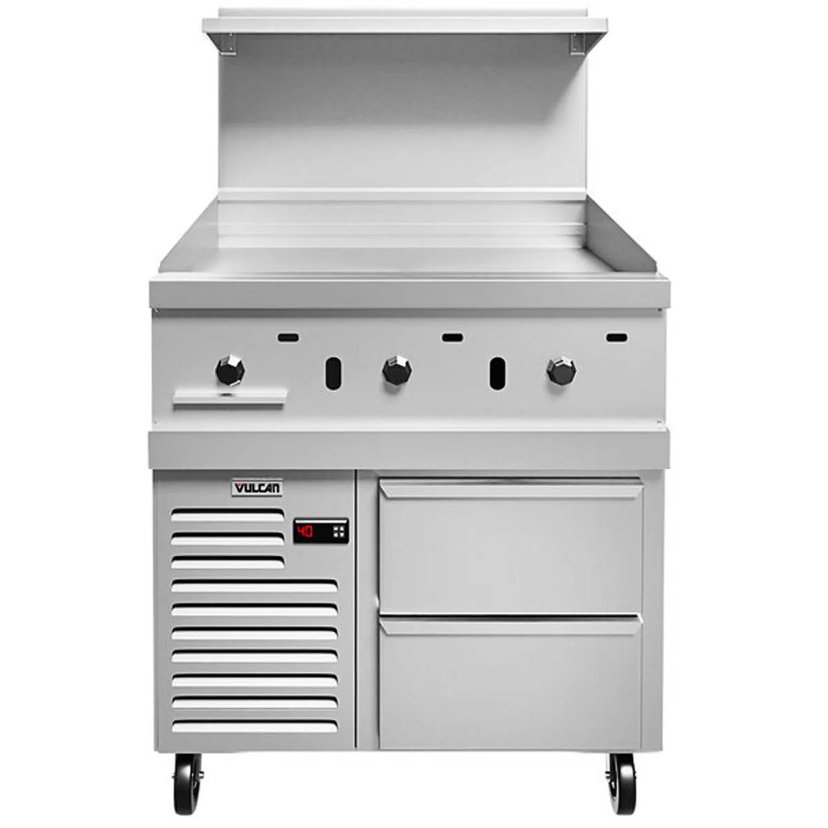 Vulcan 36R-36GT 36" Gas Restaurant Range, 36" Full Griddle w/ Thermostatic Controls, (1) Refrigerated / Freezer Base, 60.000 BTU