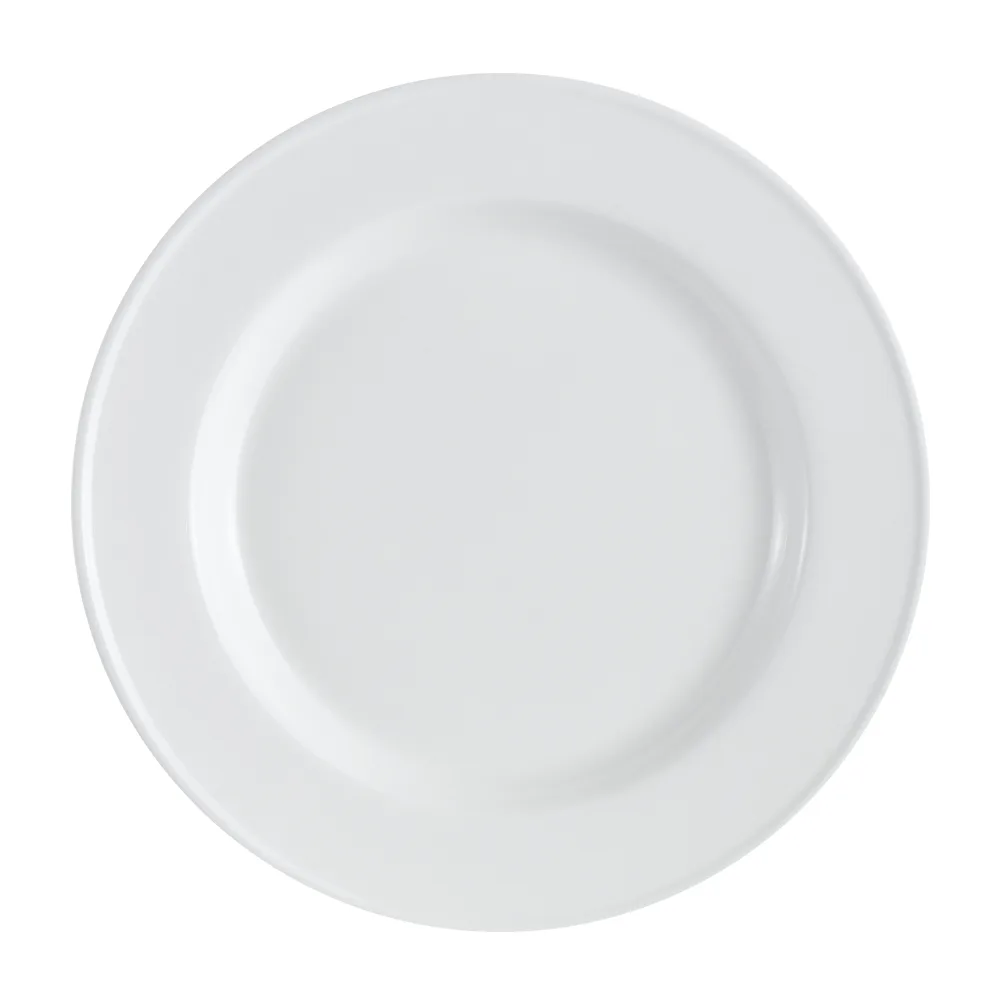 CAC China EVT-7 Everest Plate, 7.5" Dia. x 3/4" H, Bone White Porcelain, Dishwasher Safe - Dozen