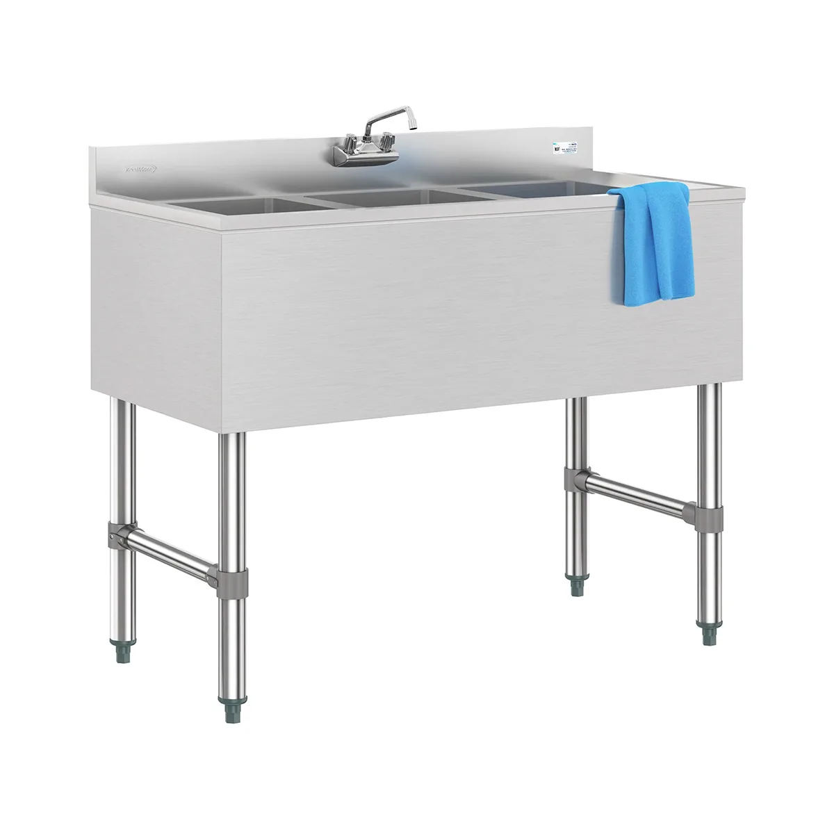 Koolmore SBR3B38-320 38" Underbar Sink Units, 3 Compartment without Drainboard