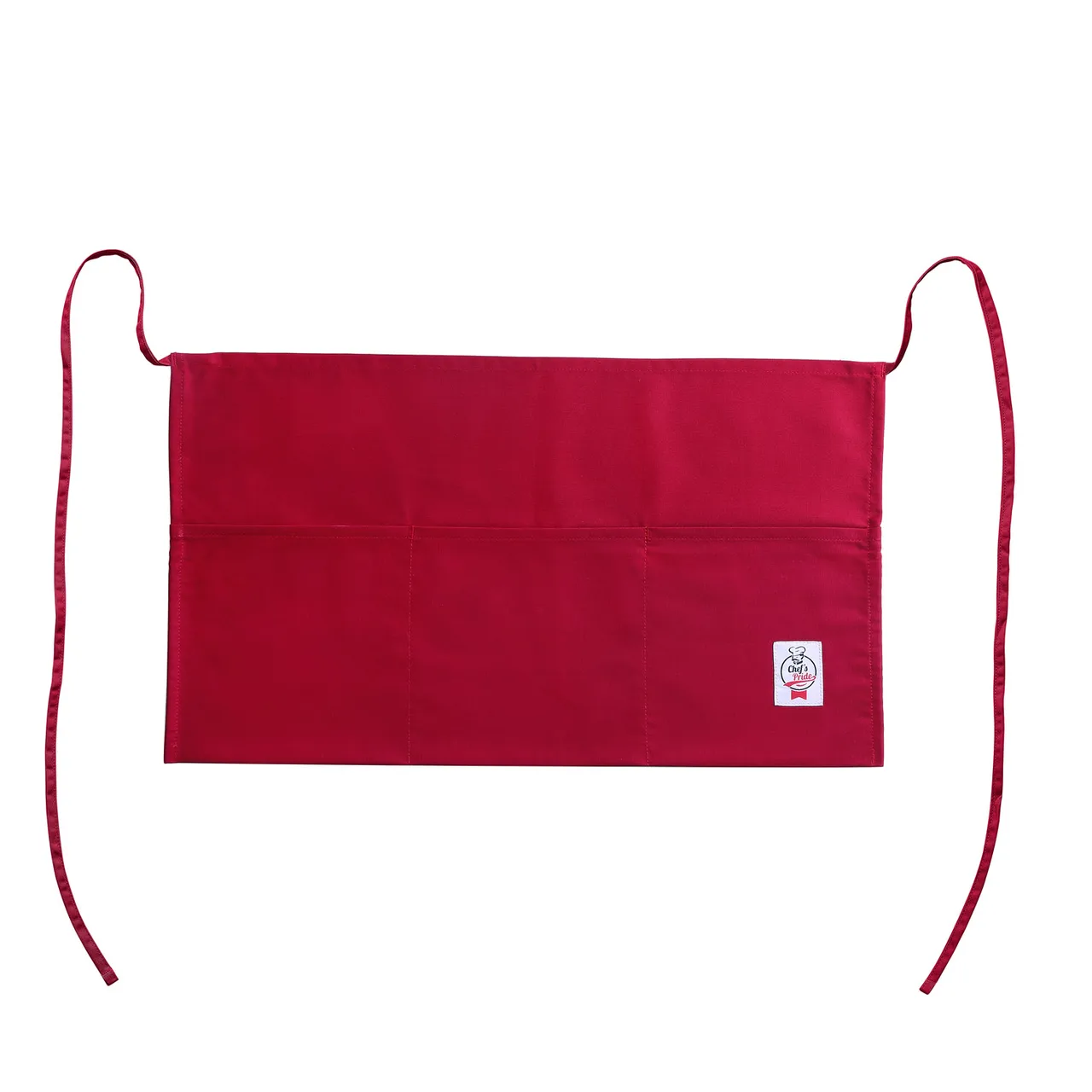 CAC China APWA-1R Waist Apron, 21-7/8"L x 12-1/2"W, Red, 65/35 Poly/Cotton, 3 Pockets