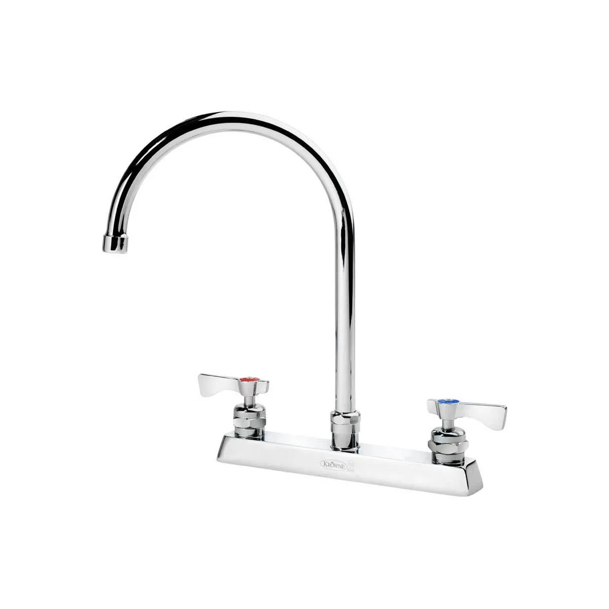 Krowne 15-502L Royal Series Low Lead Deck Mount Faucet w/ 8" Centers, 8.5" Gooseneck Spout