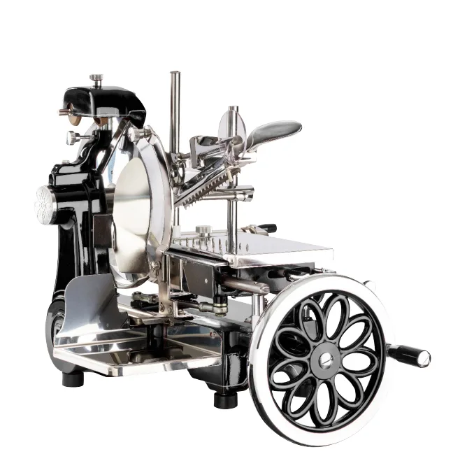 Omcan USA 46089 Trento Volano Manual Meat Slicer – 12” Blade, Daisy‑Flower Flywheel, Black Finish, Manual Feed