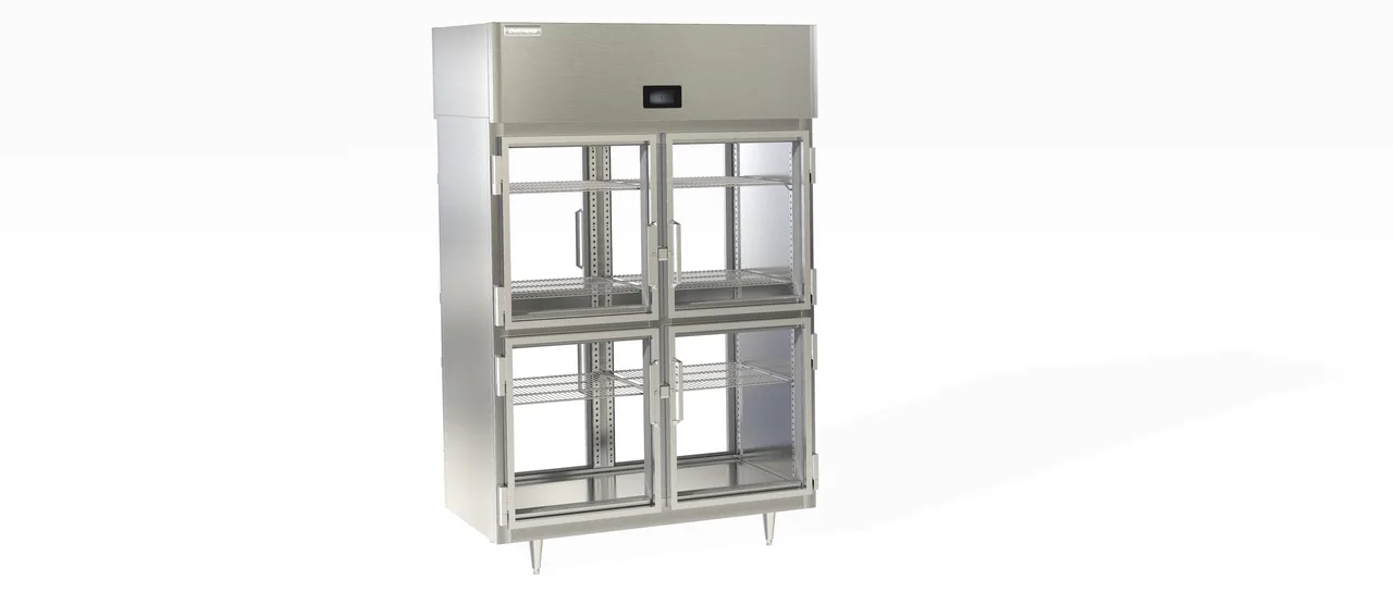 Delfield DSLHPT2-GH 2-Section Heated Holding Cabinet, 8 "Glass Doors", 46.5cuft, Stainless Steel