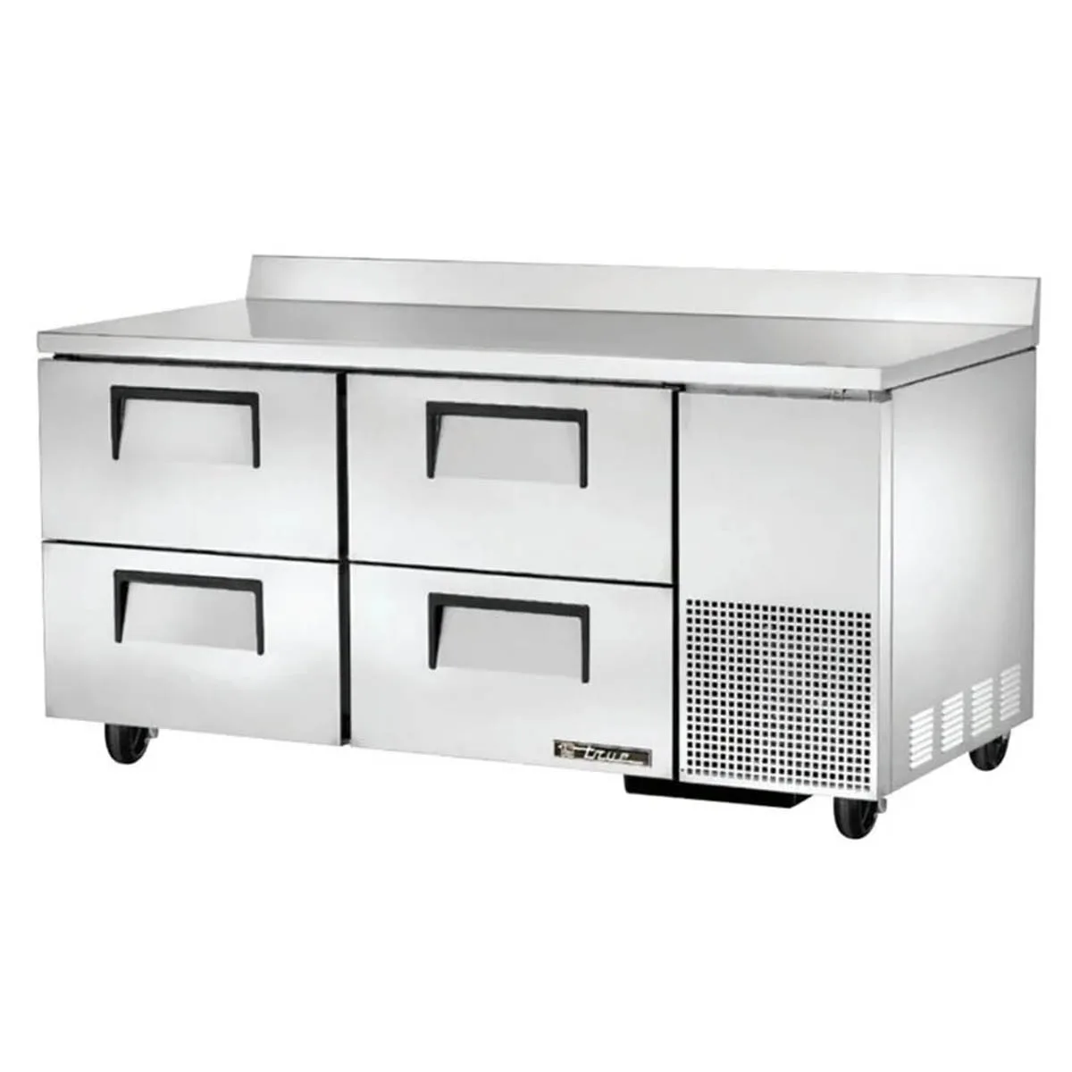 True TWT-67D-4-HC 67" 2-Section Worktop Refrigerator w/ 4 Drawers, Side Mount Front Breather