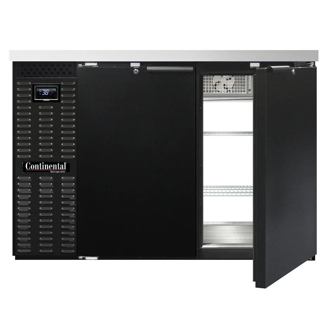 Continental Refrigerator BB50NPT Pass-Thru Back Bar Cooler w/ 16 Cu Ft, 4 Solid Doors, 50" W