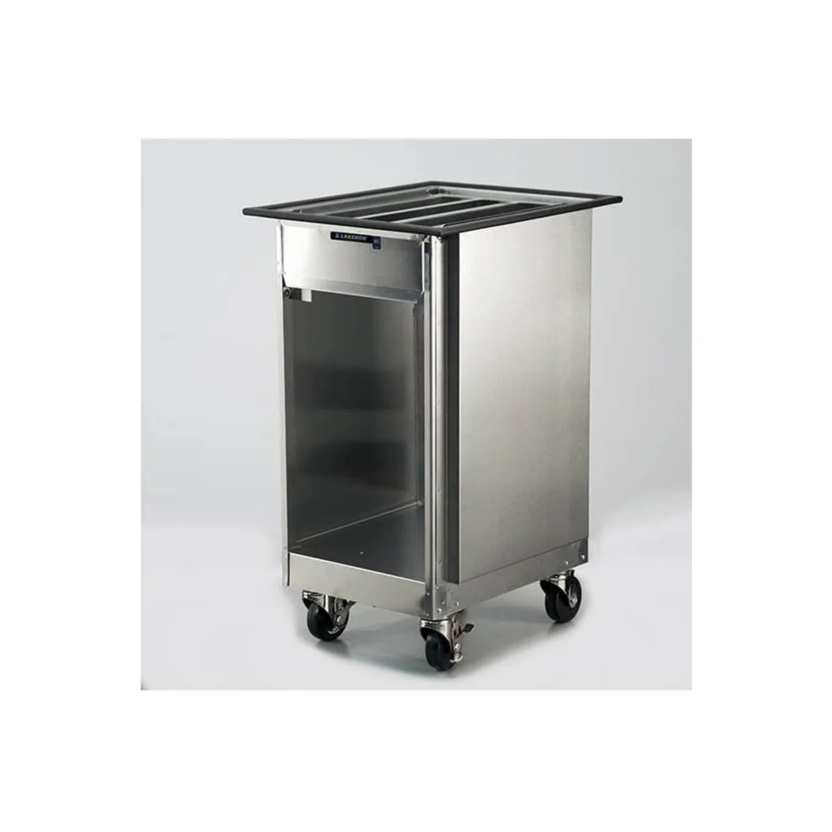 Lakeside 996 Stainless Mobile Tray Dispenser with 2 Open Sides for 14" x 18" or 15" x 20" Trays
