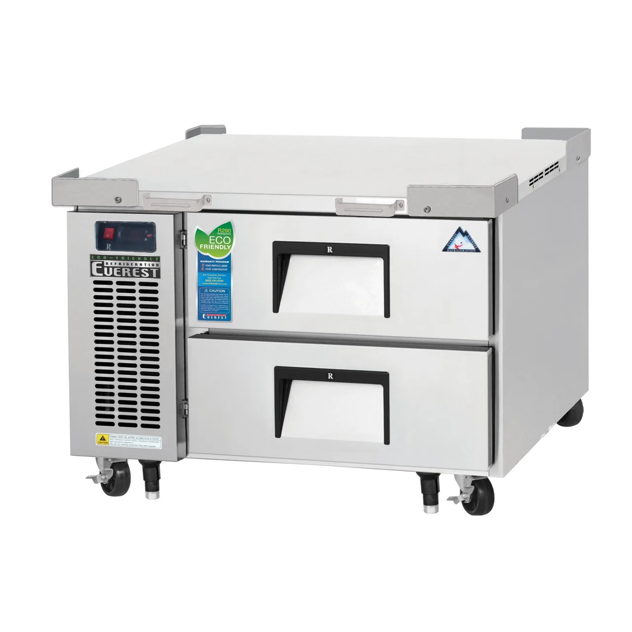 Everest ECB36D2 36" 1- Section Refrigerated Chef Base w/ Heavy Duty 2 Drawers