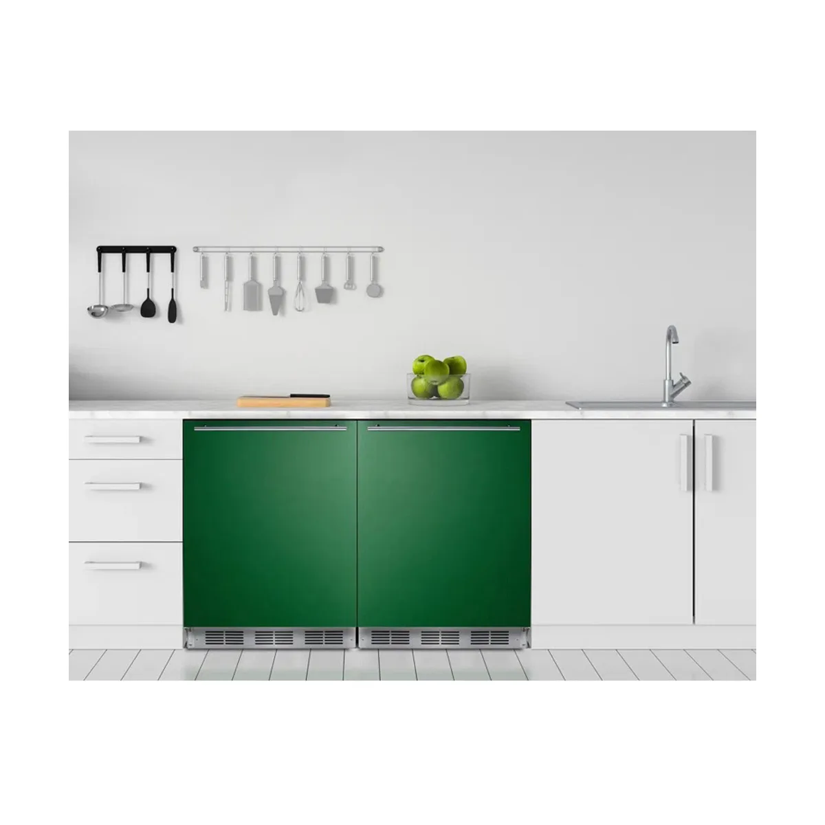 Summit BRF611WHGADA 23" Undercounter Freezer in White, w/ Emerald Green Door, ADA Compliant, 5.1 cu. ft.