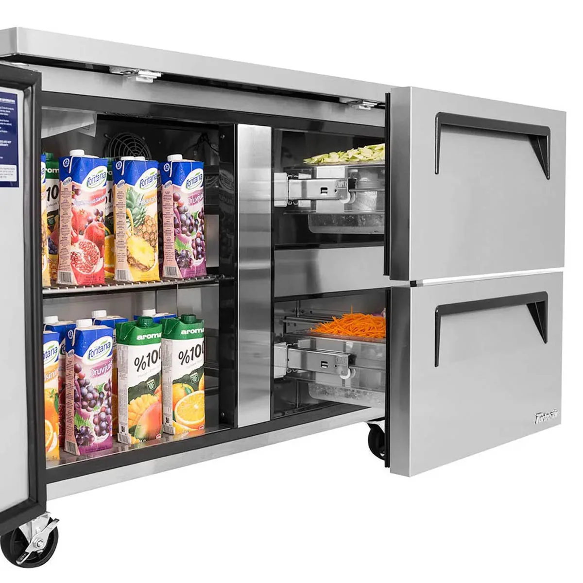 Turbo Air TWF-48SD-D2-N 48" 2-Section Worktop Freezer w/ 2 Drawers & 1 Door, 12 cu. ft.
