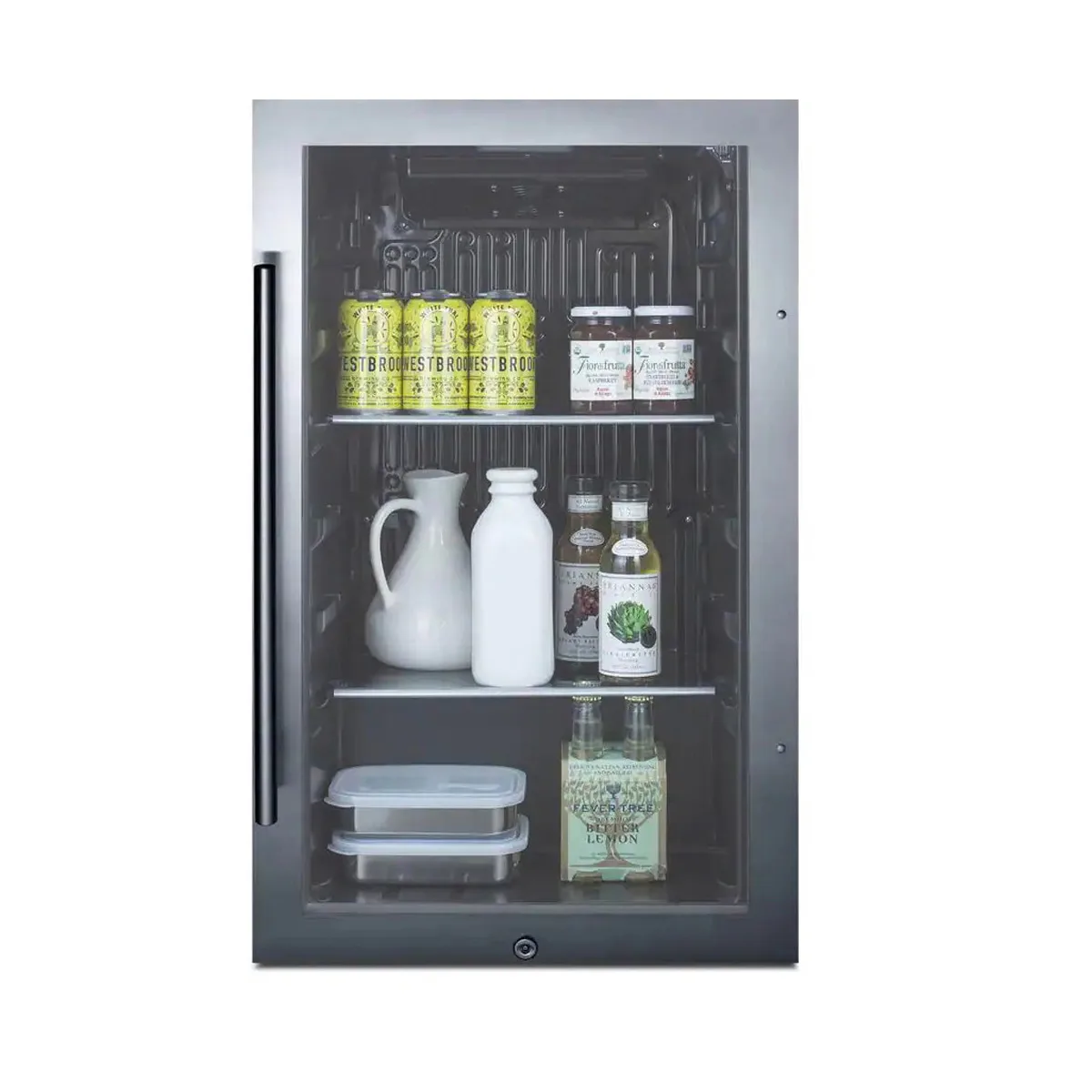 Summit SPR488BOSADA 19" Built-in Outdoor Glass Door Refrigerator in Black, ADA Compliant, 3.13 cu. ft.