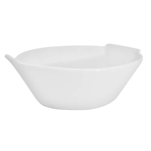 CAC China RCN-BT7 16oz Boat Shape Porcelain Bowl, 7-3/8"L x 5-1/8"W x 2-1/2"H, Super White - Dozen