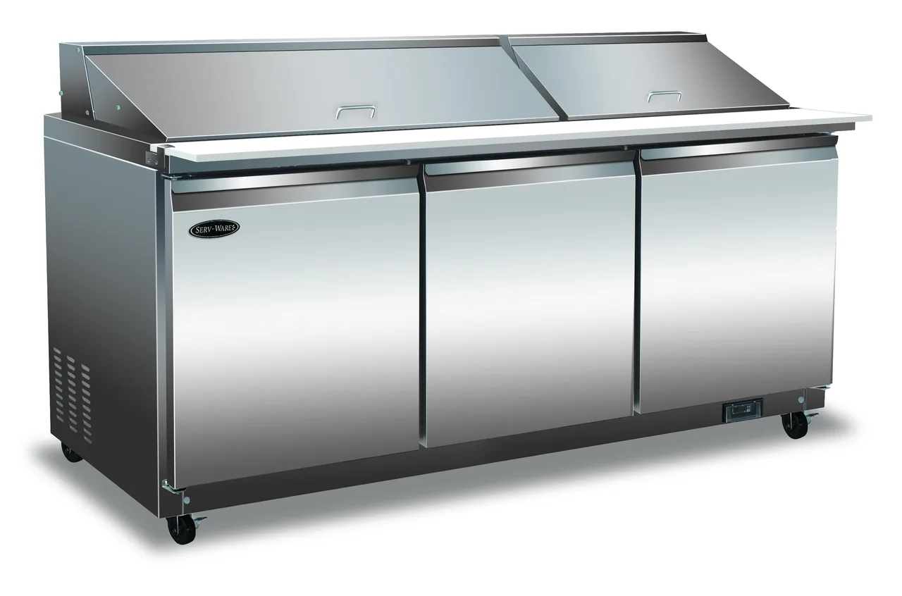Serv-Ware SP72-30M-HC-T 72" 3-Door Mega Top Sandwich and Salad Prep Table, 30 Pans