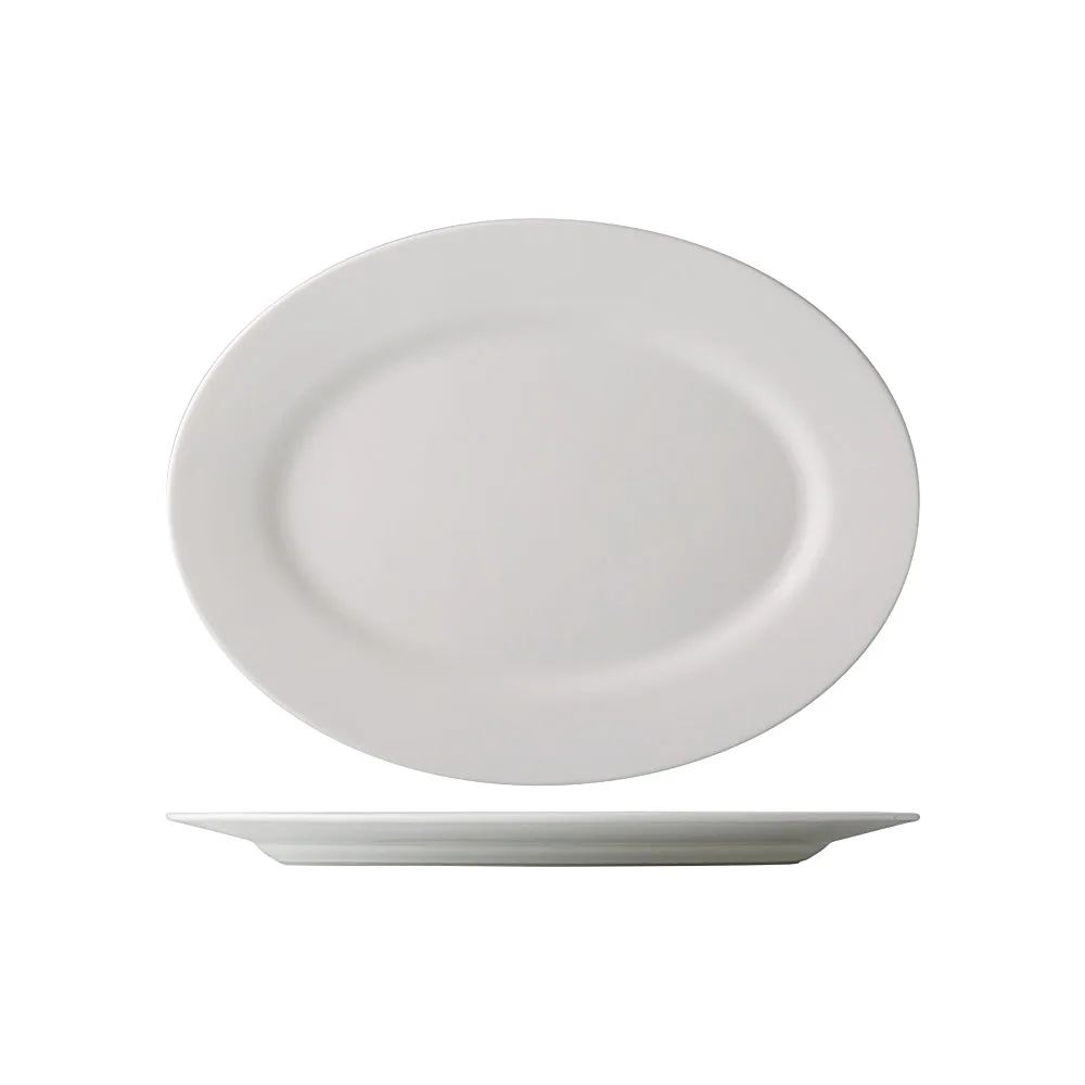 CAC China GDC-13 Oval Platter, 11-3/4" L, Porcelain, Dishwasher/Oven/Microwave Safe - Dozen