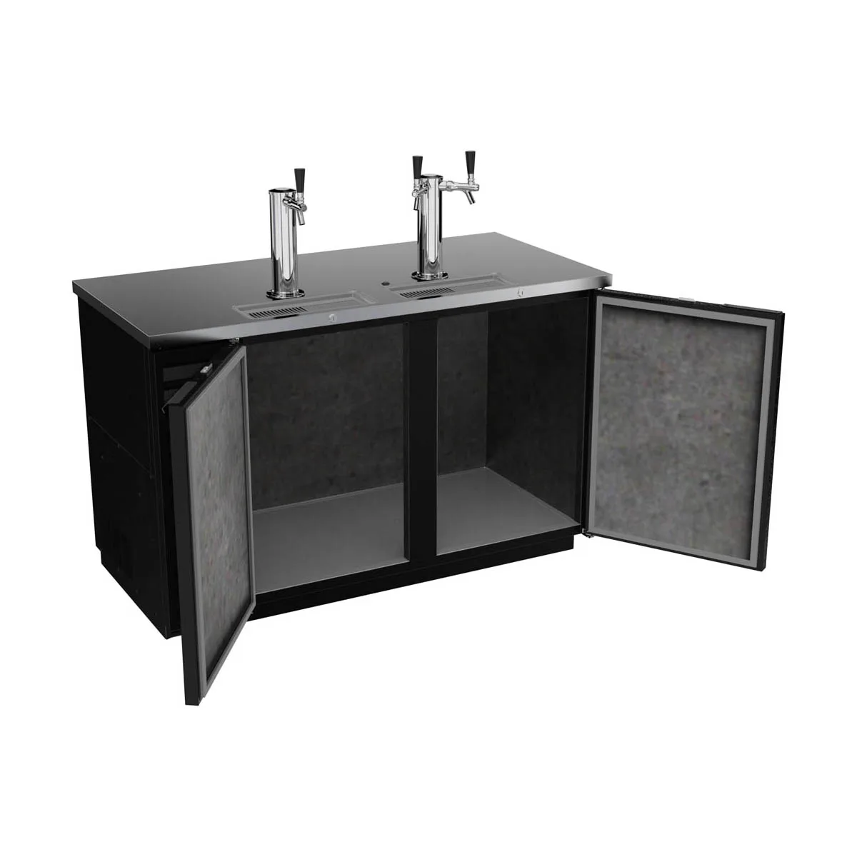 Beverage Air DD58HC-1-B 59" Draft Beer Cooler w/ 3 Kegs, 21.86 cu. ft., 1 Single & 1 Dual-Tap Towers