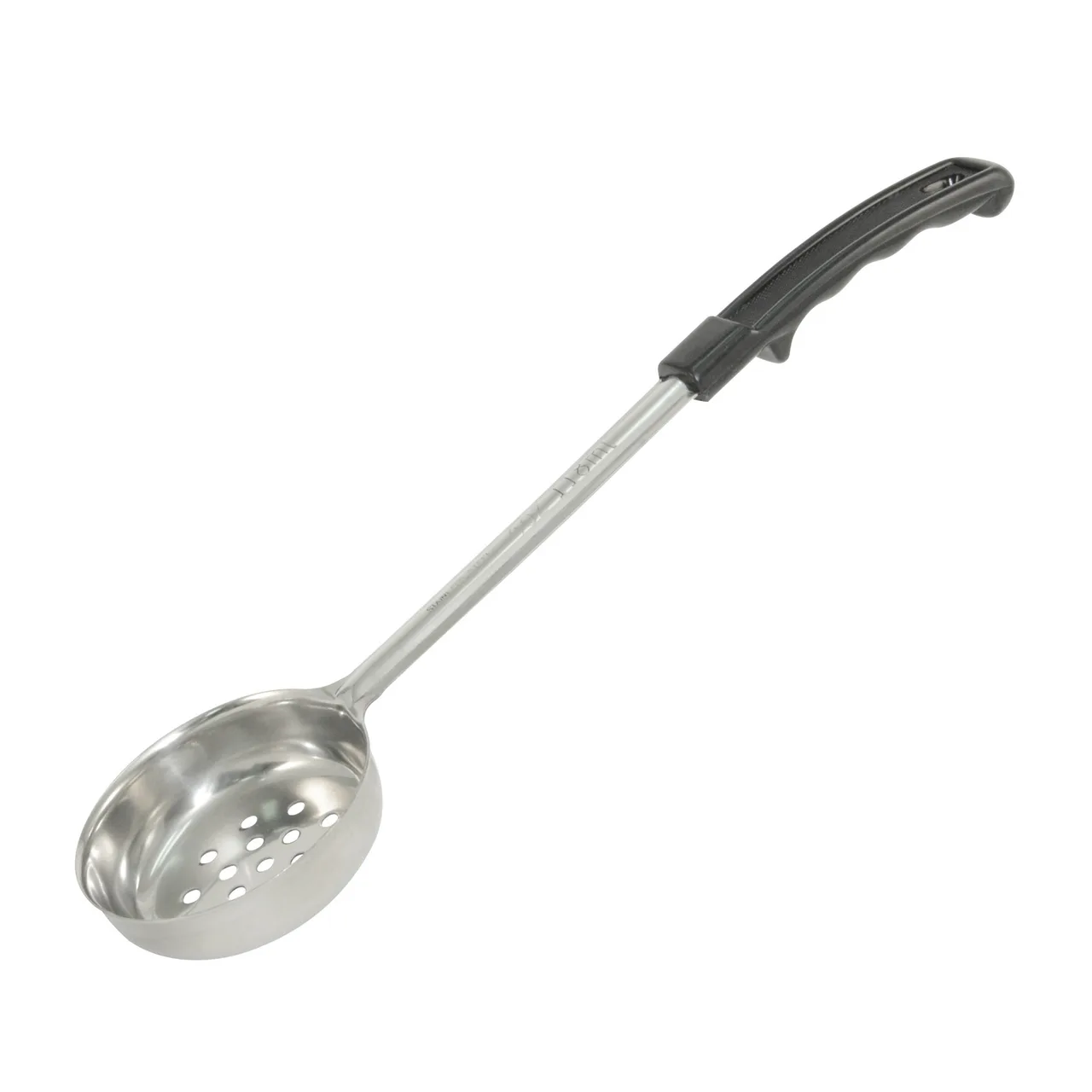 CAC China SPCP-3K Portion Control Spoon, 3 oz, Stainless Steel, Black Handle, Perforated
