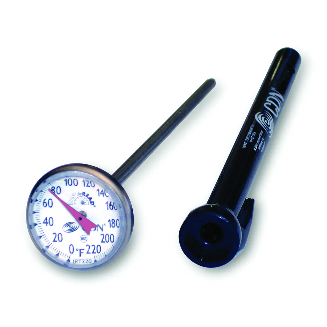 CDN IRT220-X2 Thermometer, 0‑220°F Fahrenheit, 1" Dial, 5" Stem, Waterproof, - 1/Pack
