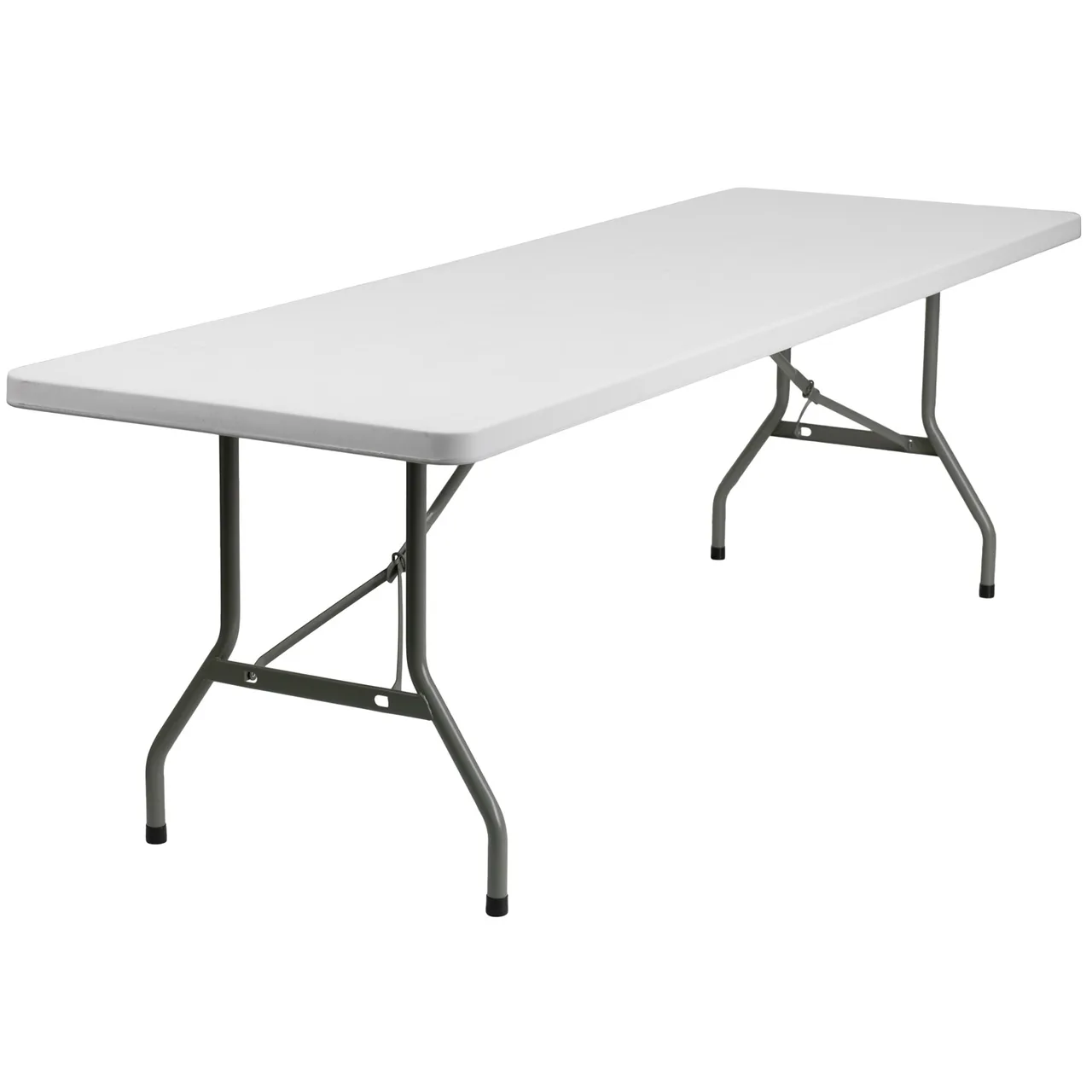 Flash Furniture DAD-YCZ-244-GW-GG Folding Table, 96"W x 30"D x 29"H, Granite White Plastic Top, Gray Metal Legs, 661 lbs, Rectangular, Indoor/Outdoor