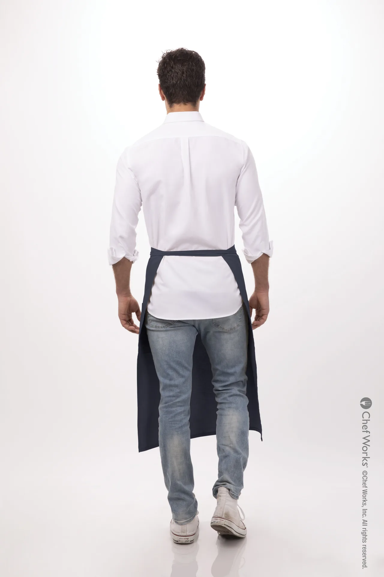 Chef Works 122A-NAV-0 Bistro Waist Apron, 32" L x 27½" W, 2 Patch Pockets, Navy, 65/35 Poly/Cotton