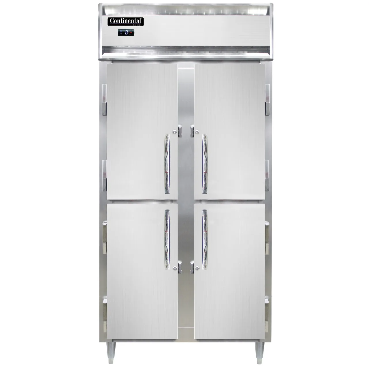 Continental Refrigerator D2FSENHD 36" 4-Half Solid Door 2-Section Reach-In Freezer, Top Mounted, 32 cu. ft., Stainless Steel Front