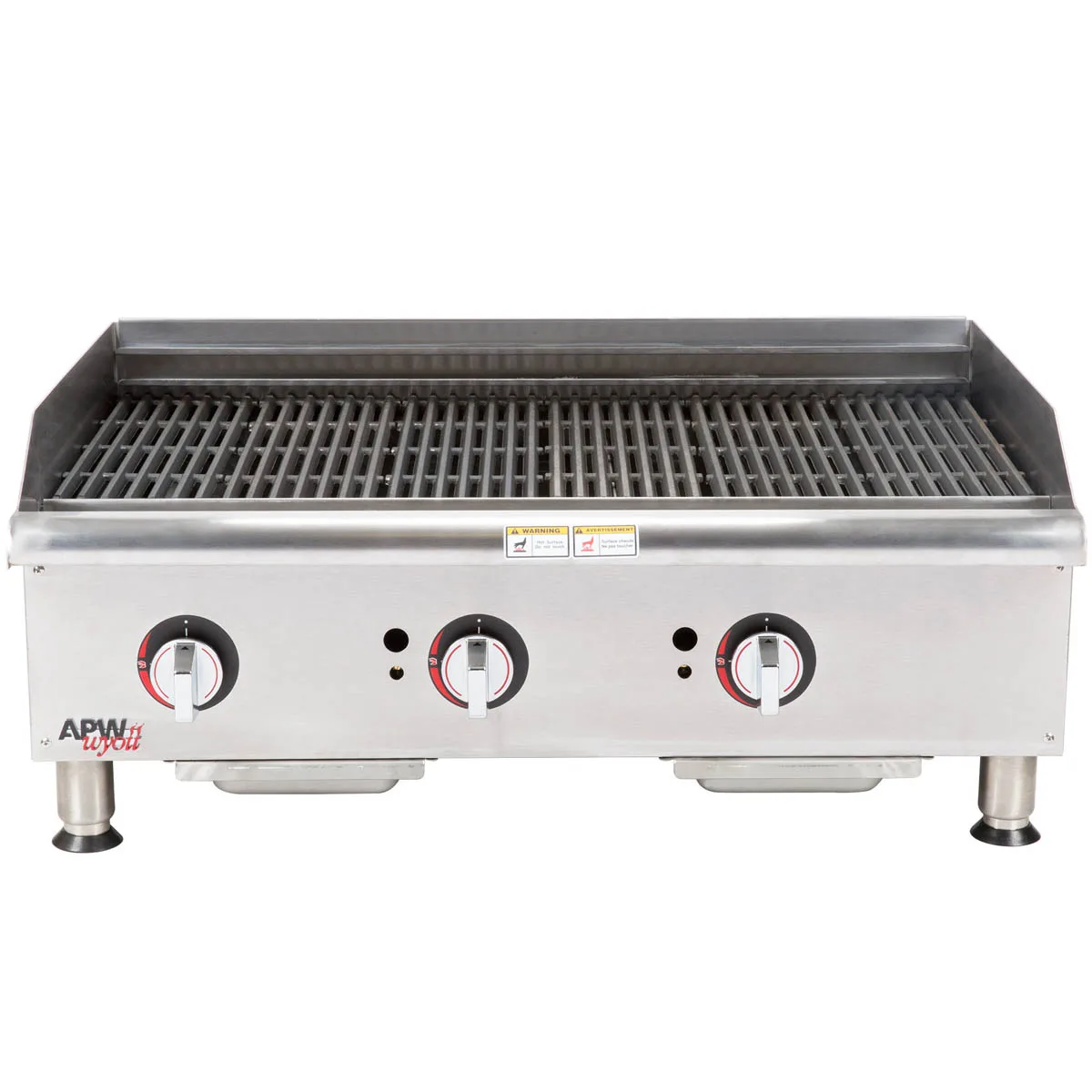 APW Wyott GCB-36S 36" Countertop Gas Radiant Charbroiler w/ (3) Burners, 90.000 BTU