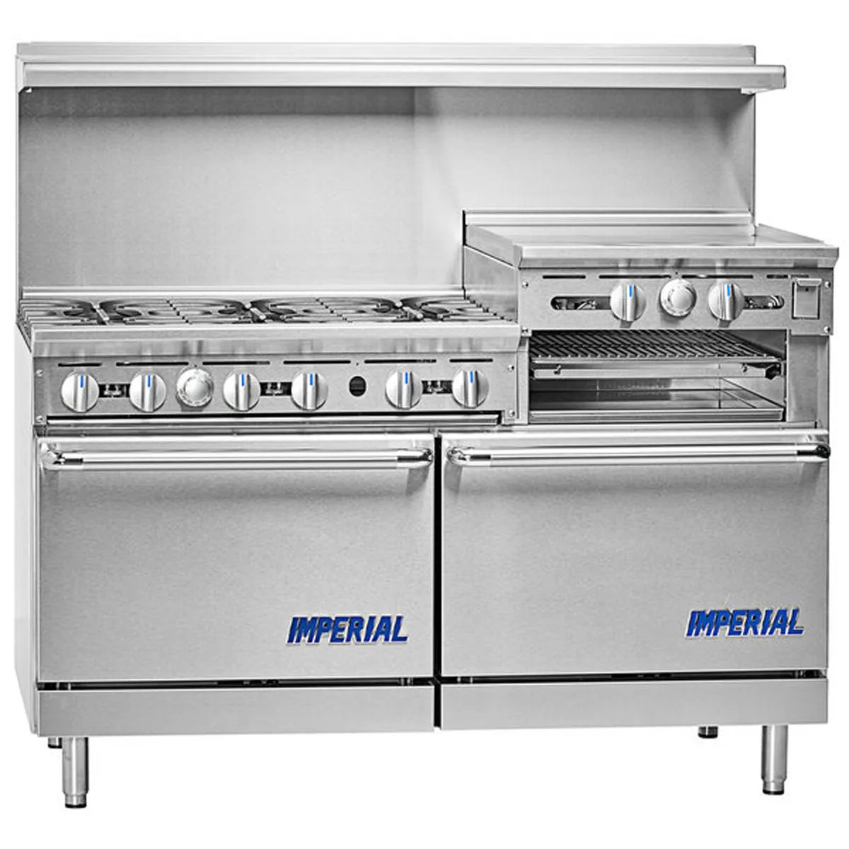 Imperial IR-6-RB24-C 60" Gas Restaurant Range w/ (6) Open Burners, 24" Radiant Broiler, (1) Standard Oven, (1) Convection Oven, 317.000 BTU
