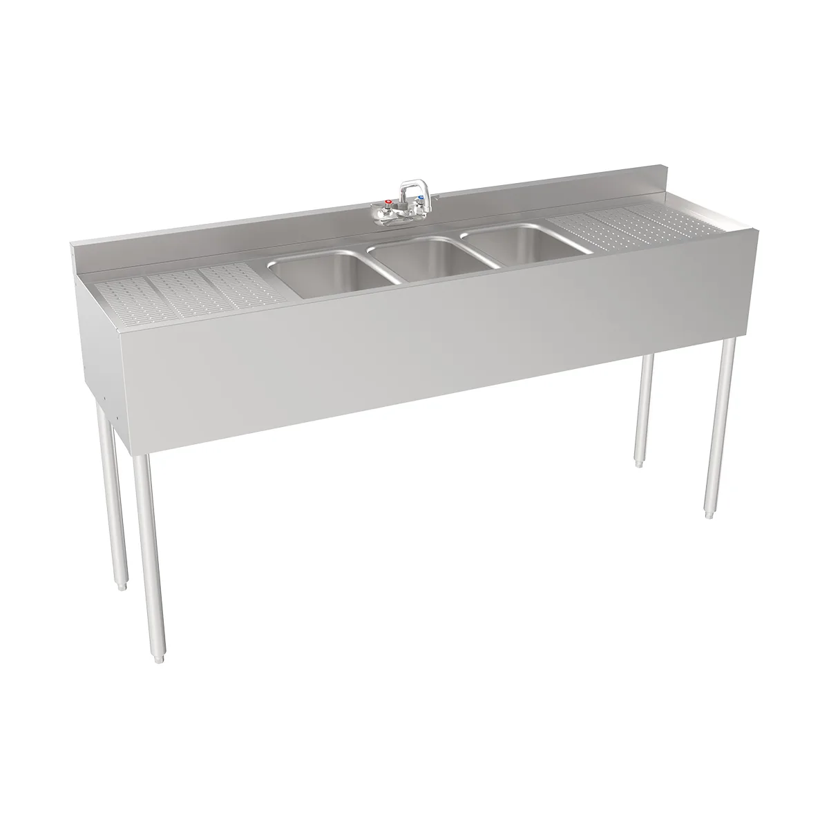 Krowne 18-63C Underbar Sink Units, 3 Compartment with 2 Drainboards