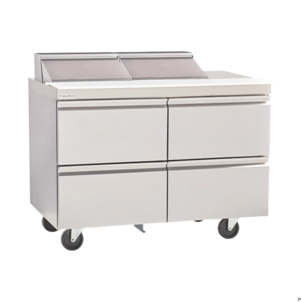 Delfield D4464NP-8 64" 2-Section Sandwich and Salad Prep Table, 4 Drawers, 8 Pans, 21.6 cu. ft.