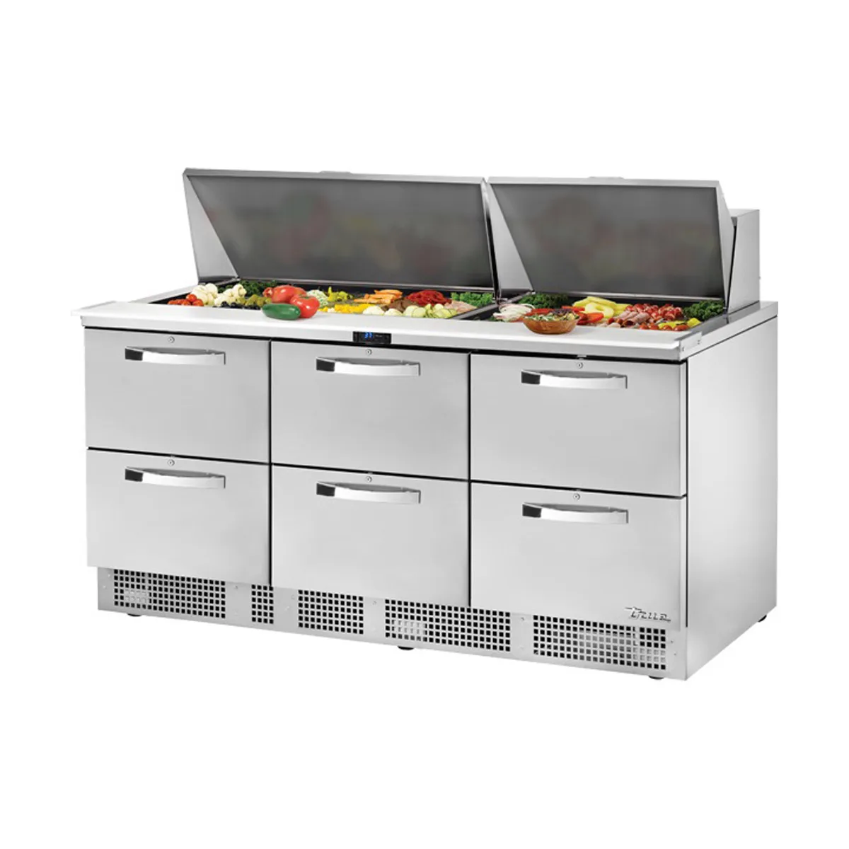 True TFP-72-30M-D-6-HC~SPEC3 72" Mega Top Sandwich/Salad Prep Table w/ 6 Drawers, 30 Pans