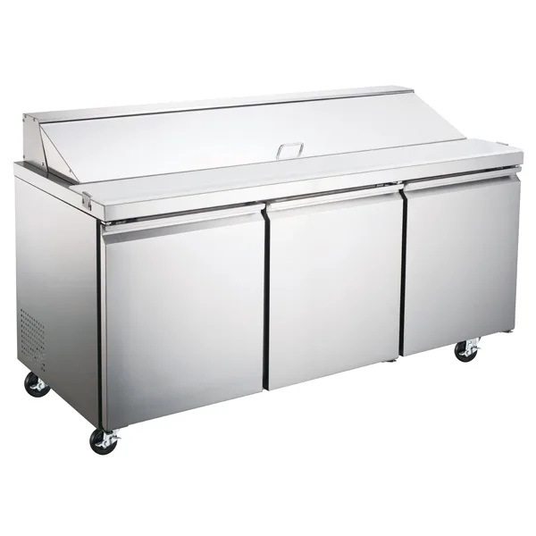Omcan USA 59048 70" 3-Section Sandwich and Salad Prep Table w/ 3 Doors, 18 Pans