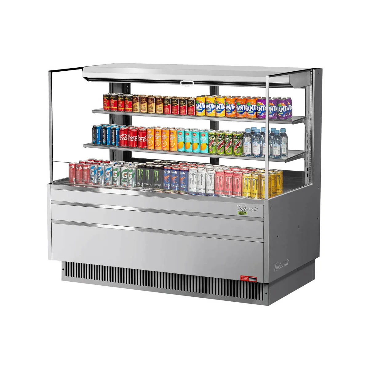 Turbo Air TOM-60L-UFD-S-3S-N 58" Horizontal Open Air Merchandiser, Stainless Steel, Self-Contained