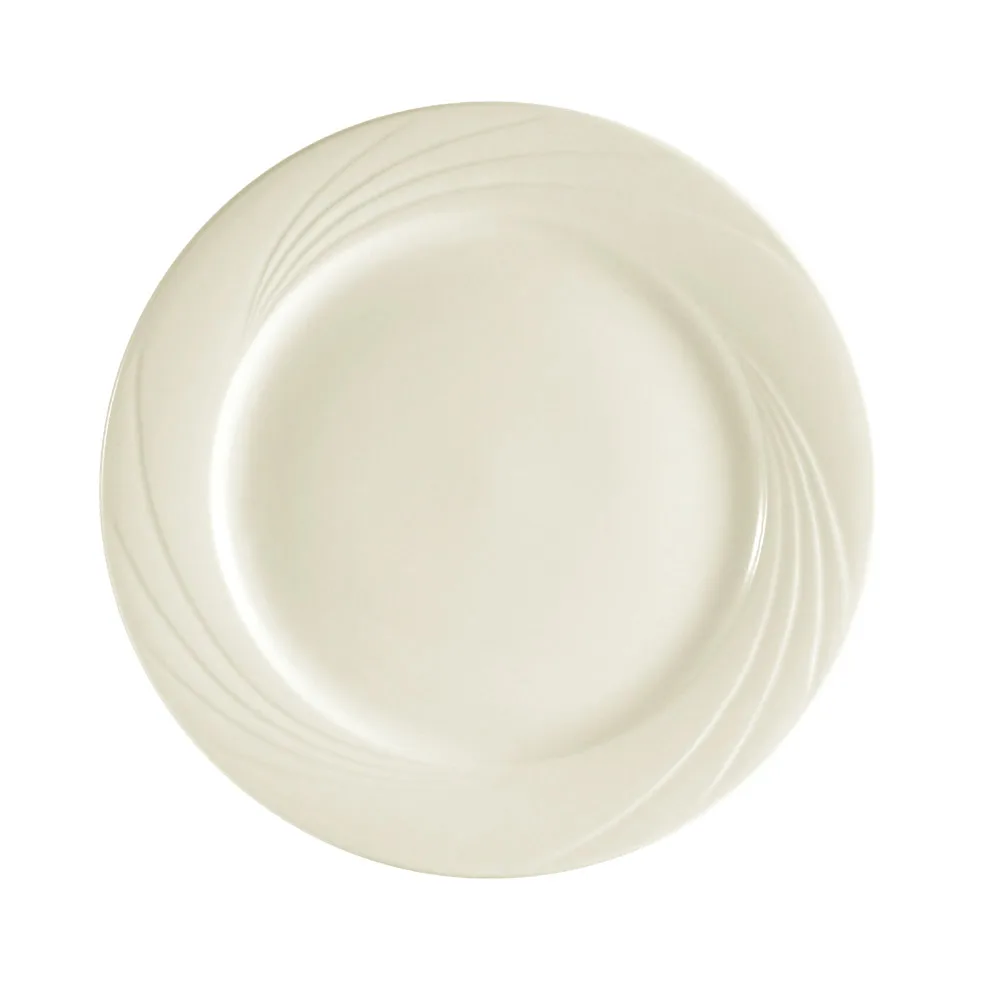CAC China GAD-6 Garden Plate, 6-1/4" Dia. 1/2" H, Bone White Porcelain, Dishwasher, Microwave - Dozen